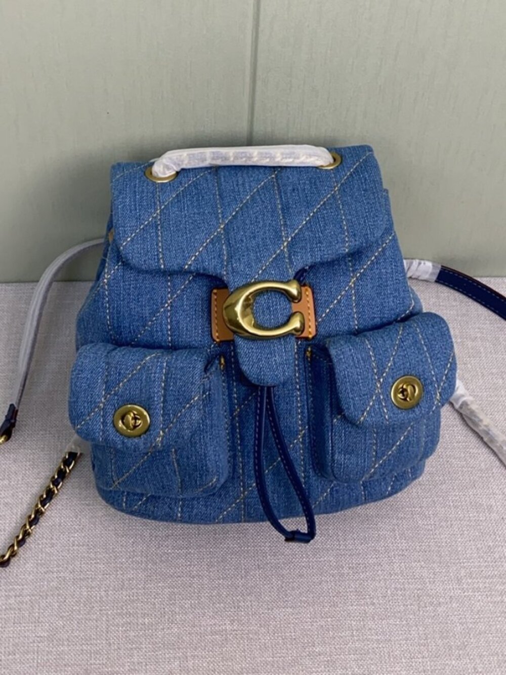 Coach Tabby Denim Quilted Backpack